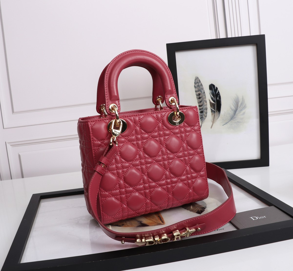 Small Lady Dior My ABCDior Bag Red Cannage Lambskin